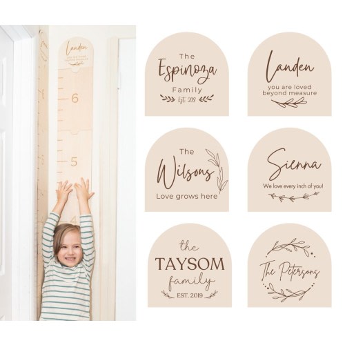 Personalized Growth Chart | Custom Wood Hight Measuring Board for Family or Child | Montessori New Born Baby Shower Gift Set, Birthday Gift