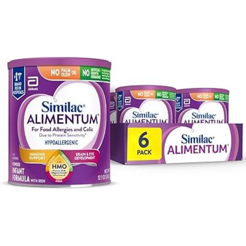 Similac Alimentum With 2'-FL HMO Hypoallergenic Infant Formula, for Food Allergies and Colic Due to Protein Sensitivity, Baby Formula Powder, 12.1-oz Can, Pack of 6