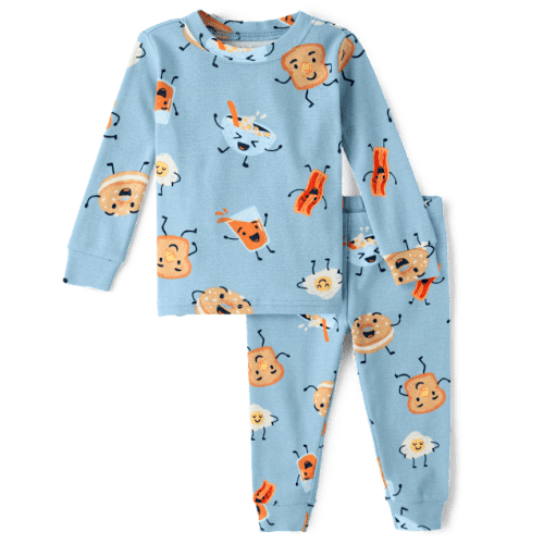 Baby And Toddler Boys Breakfast Snug Fit Cotton Pajamas - Blue