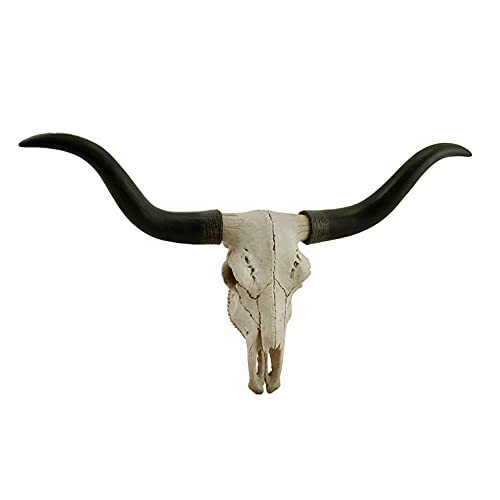 Zeckos Handcrafted 20-Inch Black & Bone Longhorn Trophy Skull Wall Sculpture - Realistic Faux Steer Head with Intricate Detailing, Southwestern and Western Home Decor