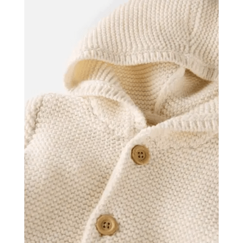 Baby Organic Cotton Signature Stitch Cardigan - Cream