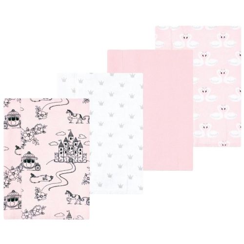 Luvable Friends Hudson Baby Flannel Burp Cloths 4pk, Pink Princess
