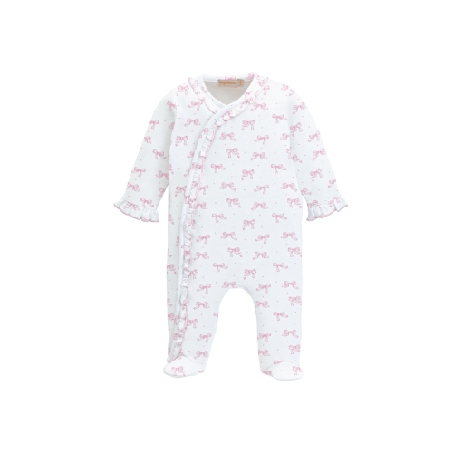 Tiny Pretty Bows Printed Ruffle Footie - White