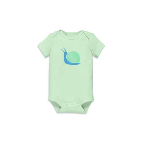 Organic Short Sleeve Snail Babysuit, 3-6M