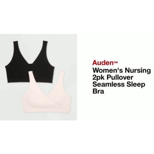 Women's Nursing 2pk Pullover Seamless Sleep Bra - Auden™ White/Mauve M: Wireless Knit Maternity Wear
