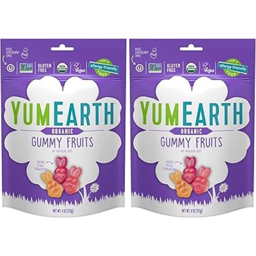 YumEarth Spring Candy Organic Gummy Fruits, 4 Ounce - Spring Fruit Flavors - Allergy Friendly, Gluten Free, Non-GMO, Vegan, No Artificial Flavors or Dyes (Pack of 2)