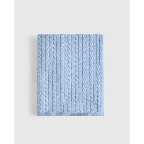 Luxe Cable Knit Cashmere Baby Blanket in Faded Denim