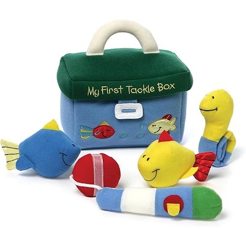 Baby GUND Play Soft Collection, My First Tackle Box 5-Piece Plush Playset with Rattle, Squeaker and Crinkle Plush Toys, Sensory Toy for Babies and Newborns, 8”