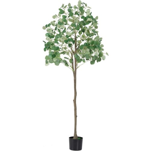 Artificial Eucalyptus Tree,5Ft Tall Fake Potted Tree Faux Eucalyptus Tree with Plastic Nursery Pot, Artificial Plants for Home Office Indoor Decor