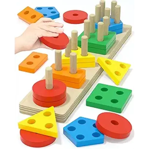 Yetonamr Montessori Toys for 1 2 3 Years Old Boys Girls Birthday Gifts, Wooden Sensory Toys for Ages 2-4 Kids Baby, Toddler Easter Basket Stuffers Learning Toy Activities Puzzles Ages 1-3