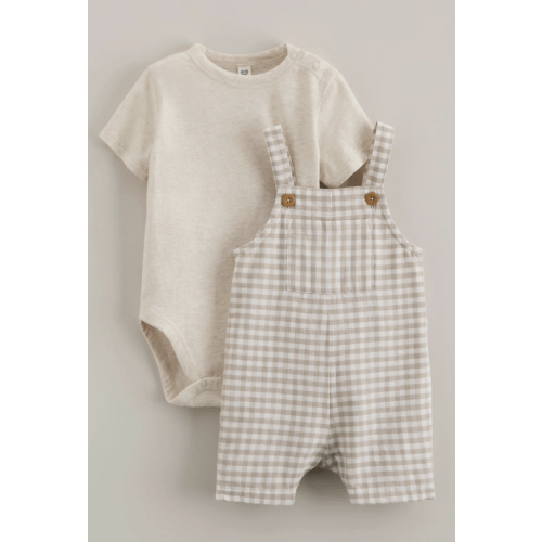 Cotton Bodysuit & Shortalls Set - 3m