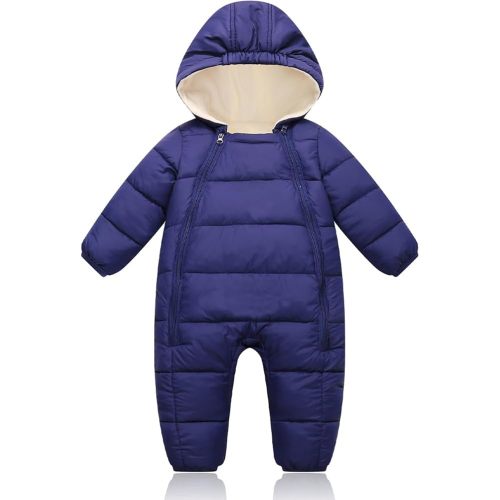 Infant Toddler Snowsuit Cute Newborn Winter Coat Warm Hooded Jumpsuit for Boys Girls 0-24 Months