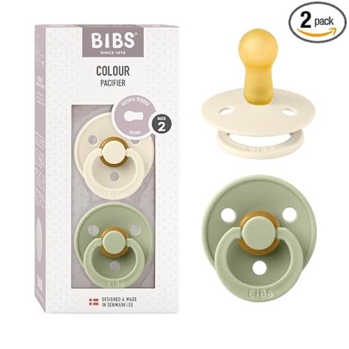 BIBS Pacifiers Colour Collection | Natural Rubber Baby Pacifier | Set of 2 BPA-Free Soothers | Made in Denmark | 6+ Months (Pack of 2) | Blossom