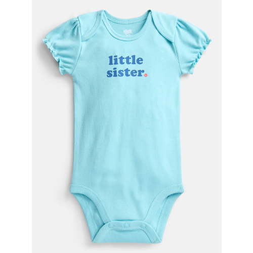 Wonder Nation Baby Girls' Graphic Cotton Bodysuit with Short Puff Sleeves, Sizes 0M-24M