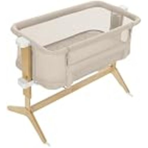 Newton Baby Bassinet & Bedside Sleeper with Mattress & Sheet - Sandstone | Baby Bassinet, Bedside Sleeper, Breathable, Washable, Adjustable Height, Dual-Layer Cover, Infant Access Opening, Wood Frame