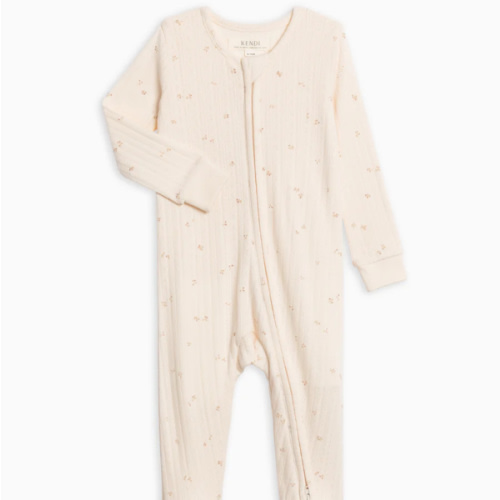 Maya Brushed Back Pointelle Footed Zipper Sleeper