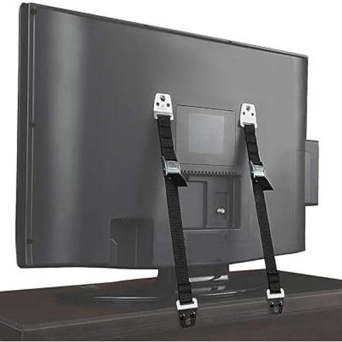 Heavy Duty Metal Anti Tip Straps - Adjustable Safety Furniture Wall Anchors for Baby Proofing Flat Screen TVs, Dressers, Bookcases, Cabinets - No Plastic Parts - Pack of 2