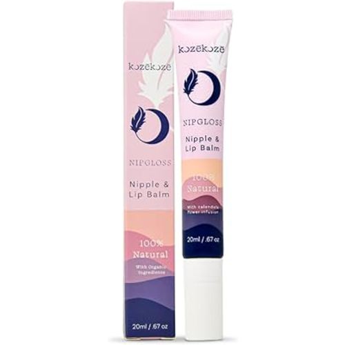 Nip Gloss, Lanolin Free Nipple Cream Safe for Breastfeeding, All Natural Ingredients, 2 in 1 Nipple Cream Lip Balm, Pediatrician Approved, Mess-Free and Travel-Friendly .67 oz (20 ml)