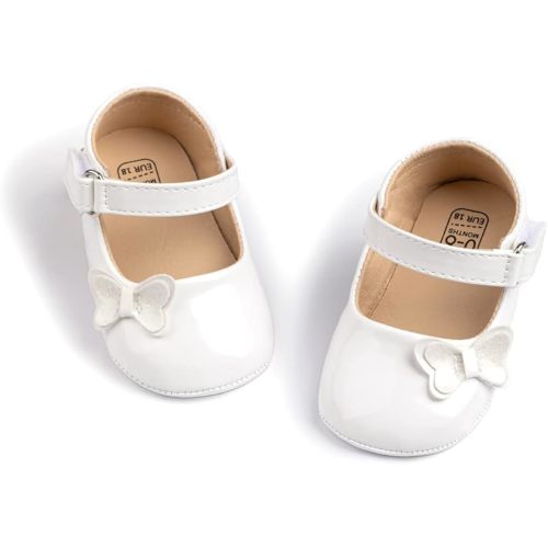 Meckior Infant Baby Girls Soft Sole Bowknot Princess Wedding Dress Mary Jane Flats Prewalker Newborn Light Baby Sneaker Shoes