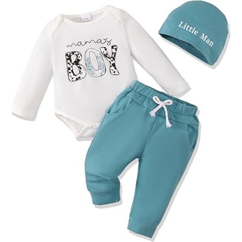 Newborn Infant Baby Boy Clothes Fall Winter Outfits New to The Crew Outfit Toddler Baby Boy Clothes Set