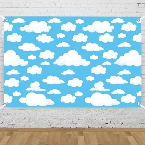 Cartoon Blue Sky White Clouds Backdrop 9x6 FT for Photoshoot Cloud Natural Theme Photography Backdrops Kids Birthday Party Background Baby Shower Decorations Banner Photo Studio