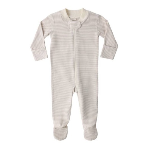 Zip Long Sleeve Sleeper Footie colour: OAT MICRO STRIPE size: 3 - 6 MONTHS