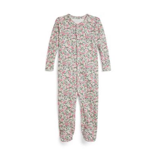 Baby Girls Floral Cotton Interlock Footed Coverall