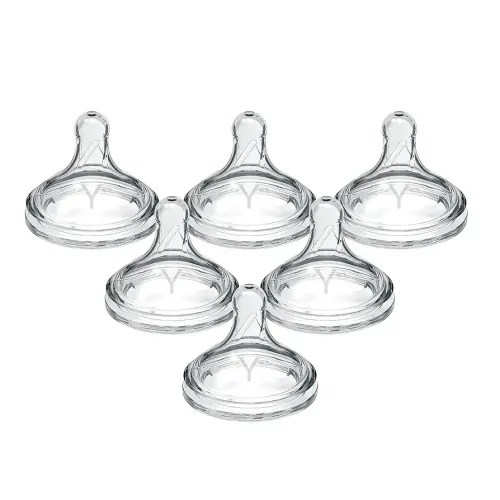 Dr. Brown's Natural Flow Y-Cut Wide-Neck Baby Bottle Silicone Nipple, Ideal for Thicker Liquids, 9m+, 100% Silicone Bottle Nipple, 6 Count(Pack of 1)