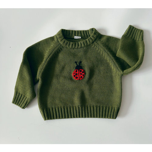 Hand embroidered ladybird kids knitted sweater, kids and baby clothing, kids sweatshirt, baby gift, baby knits, baby ladybug, kids clothes