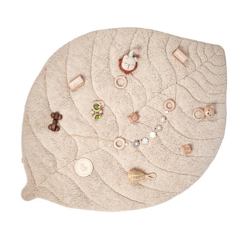 Jabaloo Leaf Shaped Sherpa & Cotton Baby Playmat - Ivory