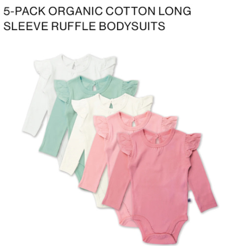 5-Pack Organic Cotton Long Sleeve Ruffle Bodysuits | Honest Baby Clothing