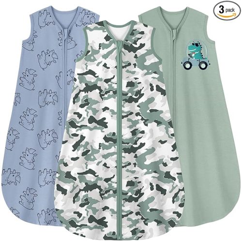 Yoofoss Baby Sleep Sack 0-6 Months Wearable Blanket for Babies 100% Organic Cotton 2-Way Zipper TOG 0.5 Toddler Sleeping Sack 3 Pack, Comfy Lightweight Sleep Sacks