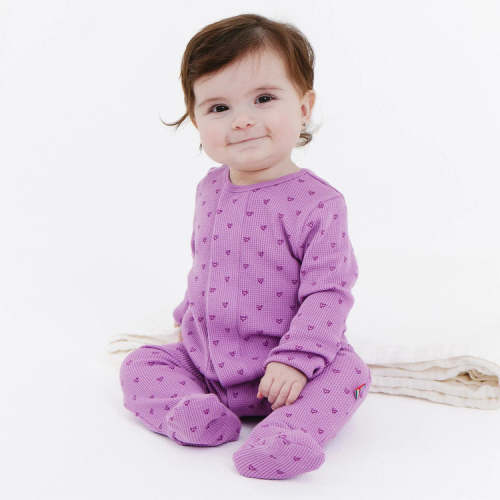 Magnetic Me Baby Girl Pink Ribbon Waffle Footie - Crocus & Ivy Interiors