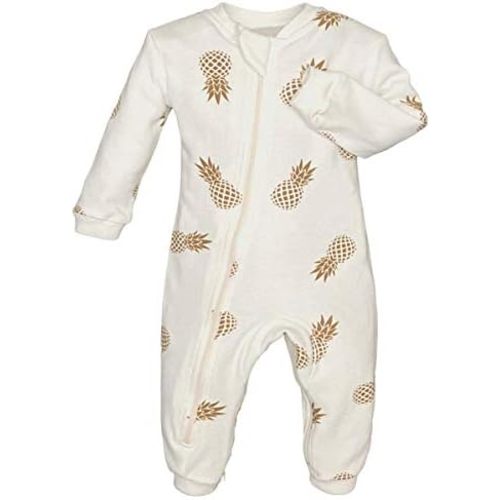 zippyjamz Organic Zipper Onesies Footless Sleeper Baby Pajamas with Inseam Zipper