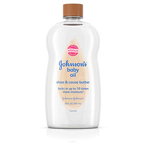 Johnson's Baby Oil, Mineral Oil Enriched With Shea & Cocoa Butter to Prevent Moisture Loss, Hypoallergenic, 20 fl. oz