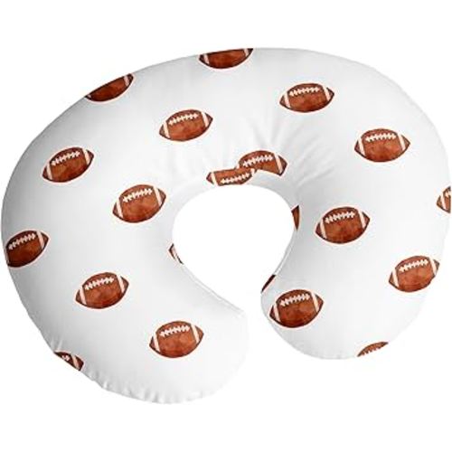 Sweet Jojo Designs Brown White Football Boy Nursing Pillow Cover Baby Breastfeeding Slipcover Infant Newborn Nursery Bottle Breast Feeding Pillowcase Pillow NOT Included for Sports Themed Collection