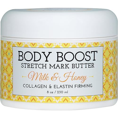 Body Boost Milk & Honey Stretch Mark Butter- Safe for Pregnancy and Nursing- Repair Stretch Marks and Scars- Paraben, Phenoxyethanol Free