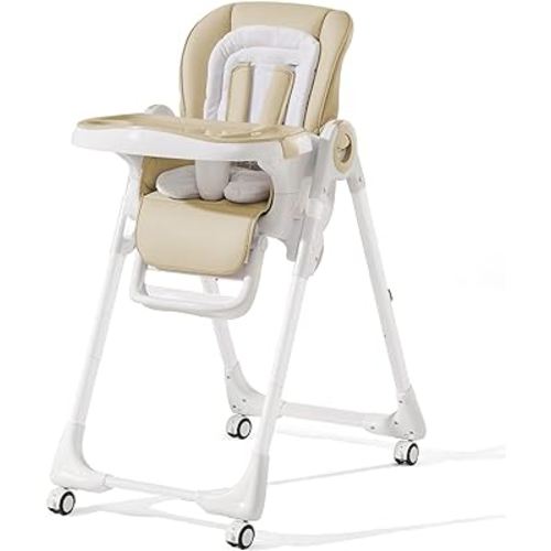 Convertible High Chairs for Babies and Toddlers, Height Adjustable Baby High Chair, High Chair with Removable Tray, Adjustable Backrest and Pedal, Portable Baby Dinning Chair with Lockable Wheels…
