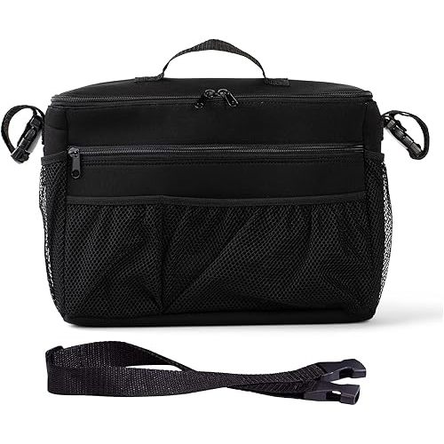J.L. Childress Cool 'N Cargo Stroller and Wagon Cooler and Organizer - Universal Fit - Insulated - Attaches to Strollers, Wagons, Walkers and Wheelchairs - Large Capacity - Black