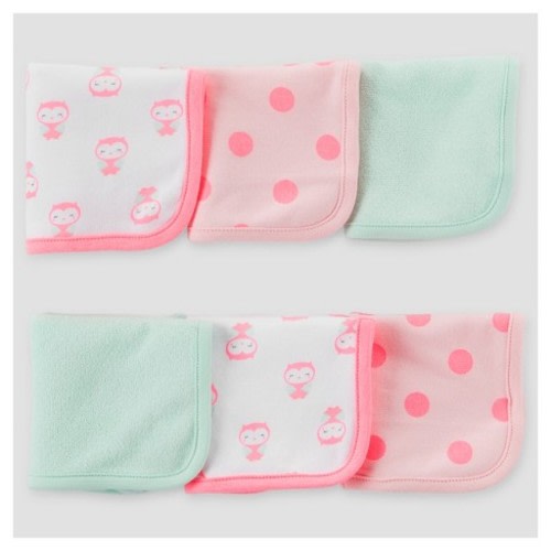 Baby Girls' 6pk Owl Washcloth Set - Just One You™ Made by Carter's® Pink