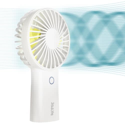 JISULIFE 6000mAh Handheld Fan [30H Max Cooling Time] Mini Portable Hand Fan, USB Rechargeable Small Personal Fan,Battery Operated Hand Fan with 3 Speeds for Travel/Commute/Picnic/Office-White