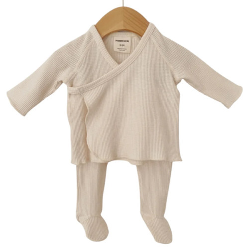 Organic Waffle Kimono & Pant Set, Snow – SpearmintLOVE