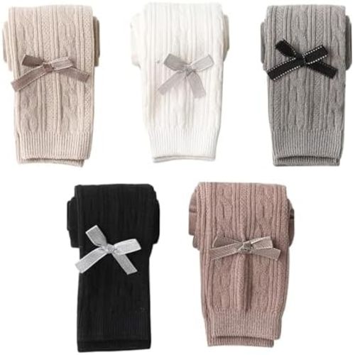Baby Toddler Girls Cable knit Tights with Bows Cute Cotton Footless Leggings Pants Stocking Panties 0-8Years Kids
