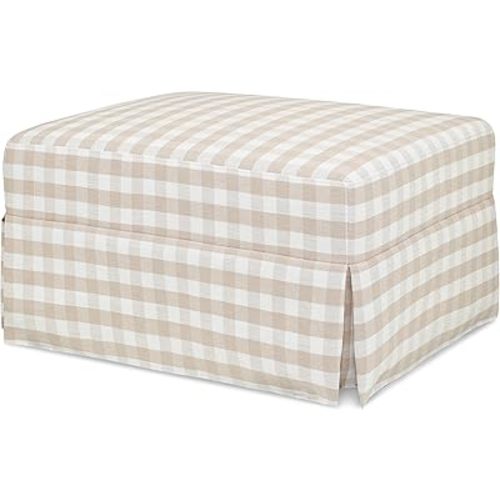 Namesake Crawford Gliding Ottoman in Tan Gingham, Greenguard Gold & CertiPUR-US Certified