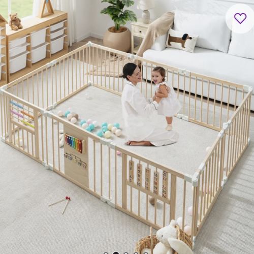 GGF BABY Wooden Baby Playpen with Built-in Educational Toys - Safe Foldable Shape-Adjustable Activity Enclosure for Toddler Play Area & Reviews | Wayfair