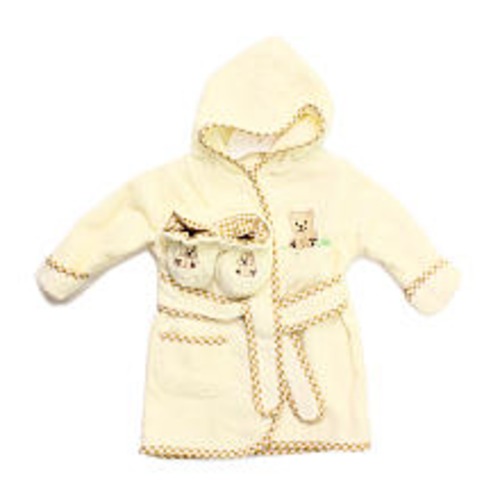 Spasilk 100% Cotton Hooded Terry Bathrobe with Booties, 0-9 Months