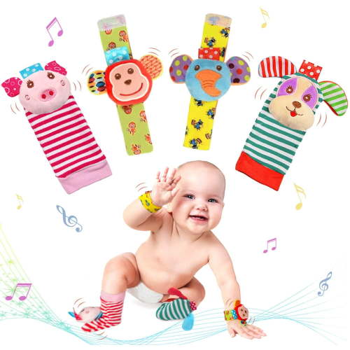 Baby Soft Rattle, Wrists Rattles Rattle Socks Foot Finders Soft Development Toys, Hand Ankle Play Item for Newborn Babies Boy and Girl