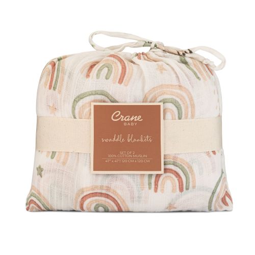 Parker Rainbow & Butterfly Newborn Swaddle Blankets | Crane Baby