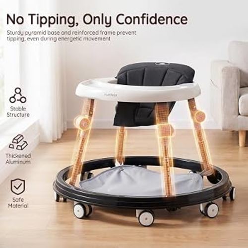 Playpals 3-in-1 Baby Walker for Baby Boy Girls 6-18 Months, Black | 4 Adjustable Heights, Removable Footrest, Foldable Toddler Walker with Wheels : Amazon.com.au: Baby