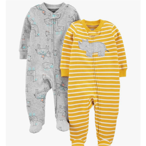 Simple Joys by Carter's baby-boys 2-way Zip Thermal Footed Sleep and Play, Pack of 2